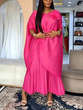African loose pleated 3d floral fashion outerwear & pleated wide-leg pants set - party & wedding robe two-piece outfit