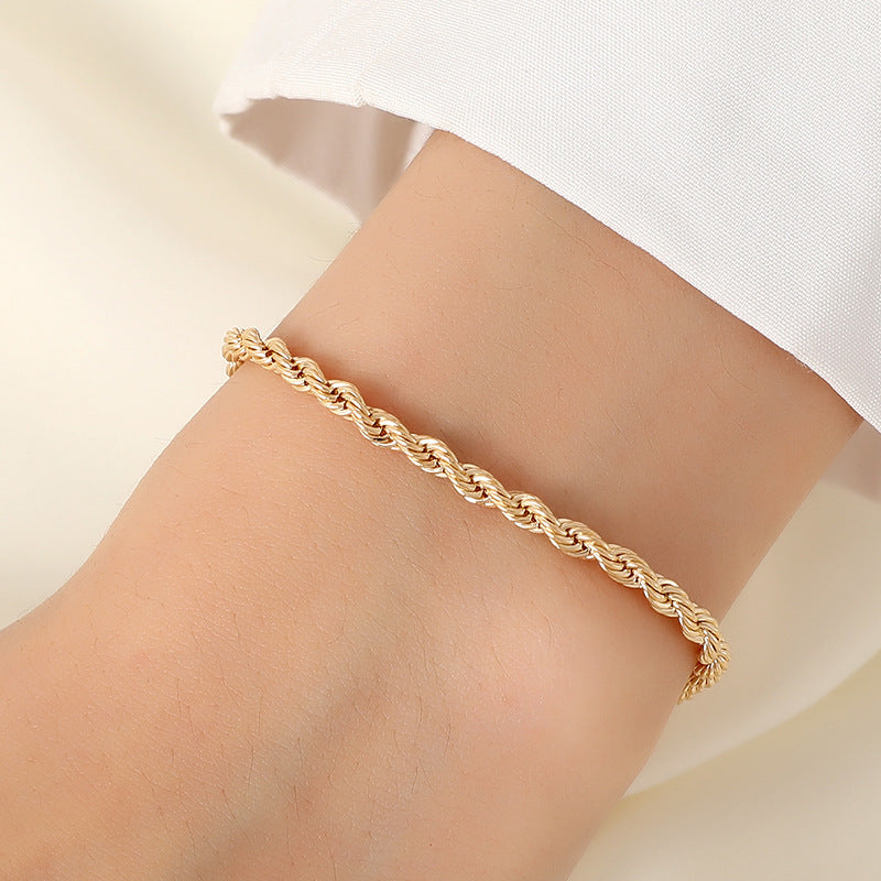 European and american cross-border fashion jewelry: vintage creative women's gold-plated anklet, trendy braided chain anklet