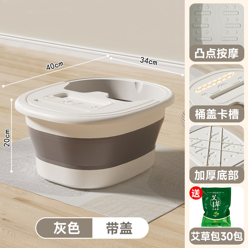 Collapsible foot soak bucket - portable, thickened foot bath basin for home use - calf-height, insulated foot washing basin - dropshipping available