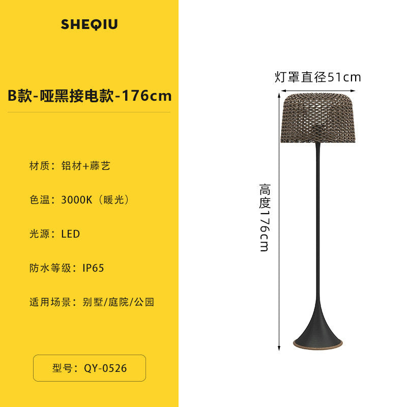 Outdoor waterproof floor lamp villa courtyard light terrace balcony light outdoor hand-woven lawn lamp bedroom table lamp