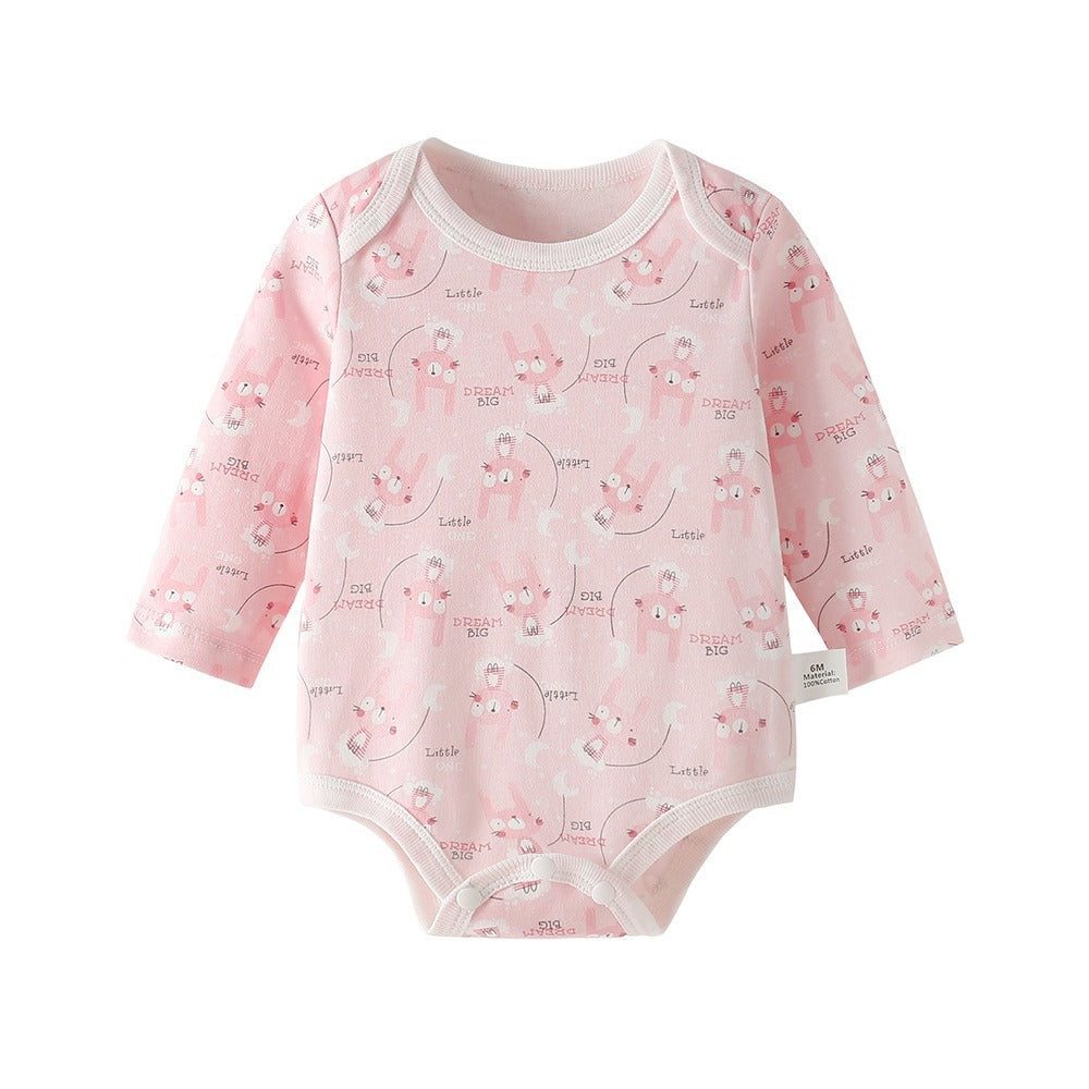baby romper spring autum triangle crawling short-sleeved male and female baby cotton 0-1 year old one-piece girl butt-covering clothes