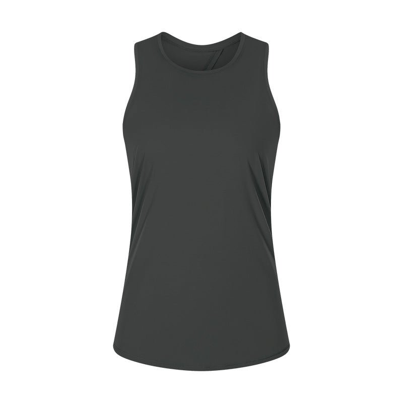 Spring/summer new arrival: barely-there feel, skin-friendly tie-up tank top - women's slit-back, loose-fit, breathable running sports cover-up s2027