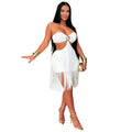 C7741 cross-border    new women's bandeau tassel mini dress nightclub party dress