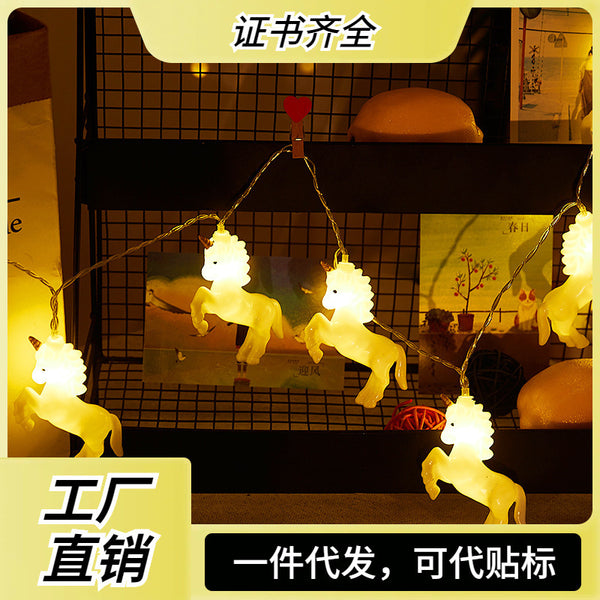 Cross-border new led unicorn light string ins girl heart children's decorative lights baby room decorative lights