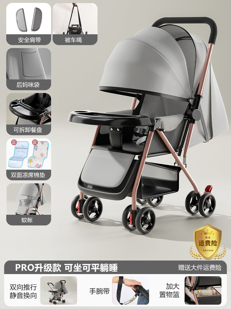 Baby stroller - convertible pushchair, lightweight & foldable, one-click fold, four-wheel design for easy walking, suitable for ages 0-3 years