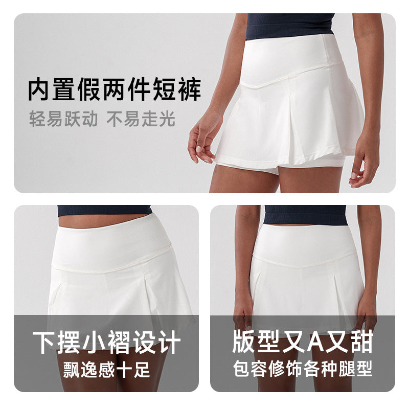 Fashion tape tight elastic yoga shorts a-line sports skirt golf skirt high waist sports skirt