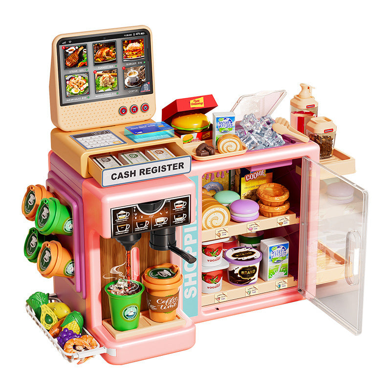 Kids' pretend play toy - realistic coffee & cash register set - convenience store water dispenser - educational supermarket playset - birthday gift for boys & girls