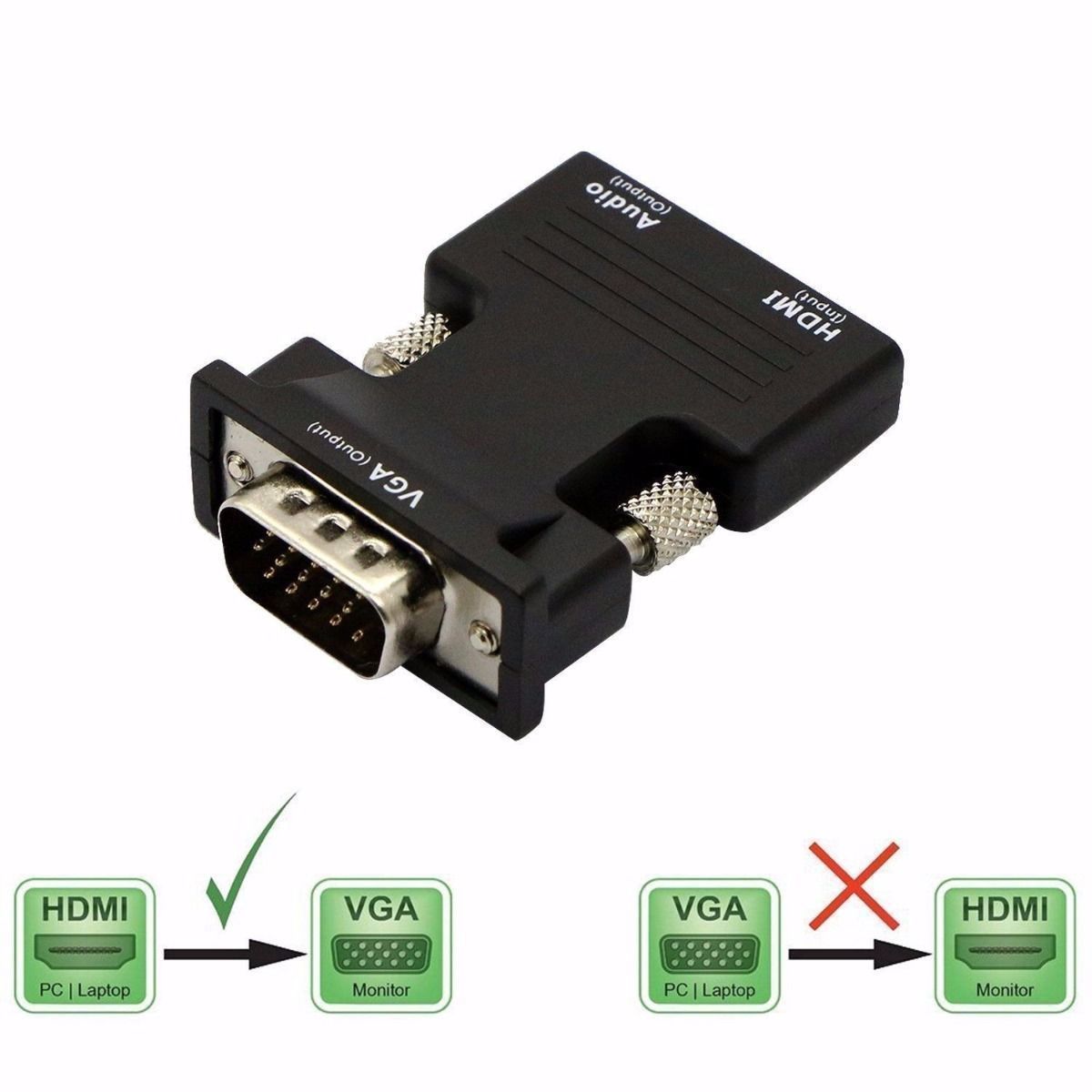 HDMI to VGA converter high definition adapter computer monitor projector set top box cable with audio
