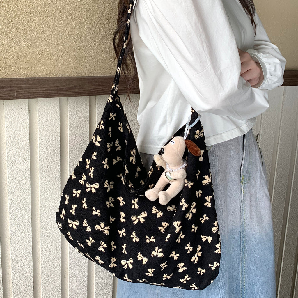 Cross-border new broken flower canvas bag messenger bag shopping bag fashion trend large capacity casual versatile women's shoulder bag