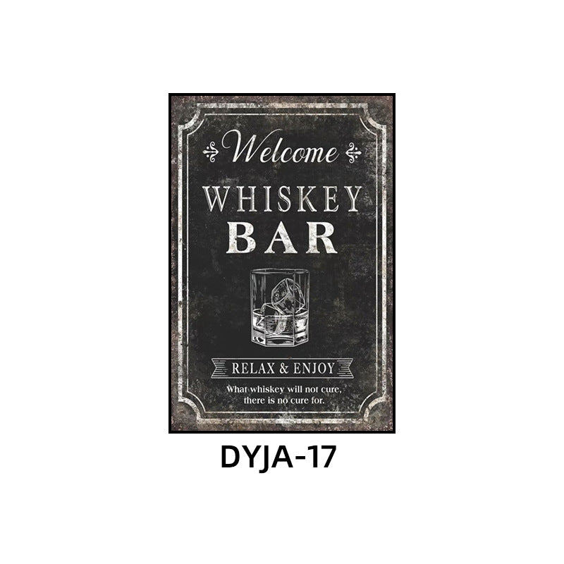 Bar background wall decorative painting American retro KTV box hanging painting industrial style nightclub foreign wine whiskey mural