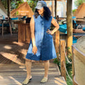 European and american style loose denim jumpsuit  cross-border women's clothing street washed lapel sleeveless jumpsuit shorts