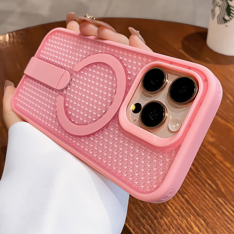 Fanxing honeycomb cooling magnetic stand compatible with apple 17pro phone case iphone16 ice point hollow anti-fall