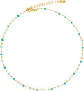 European and american cross-border hot-selling jewelry: minimalist, fresh, green beaded square & round bead necklace - fashion jewelry choker - geometric design