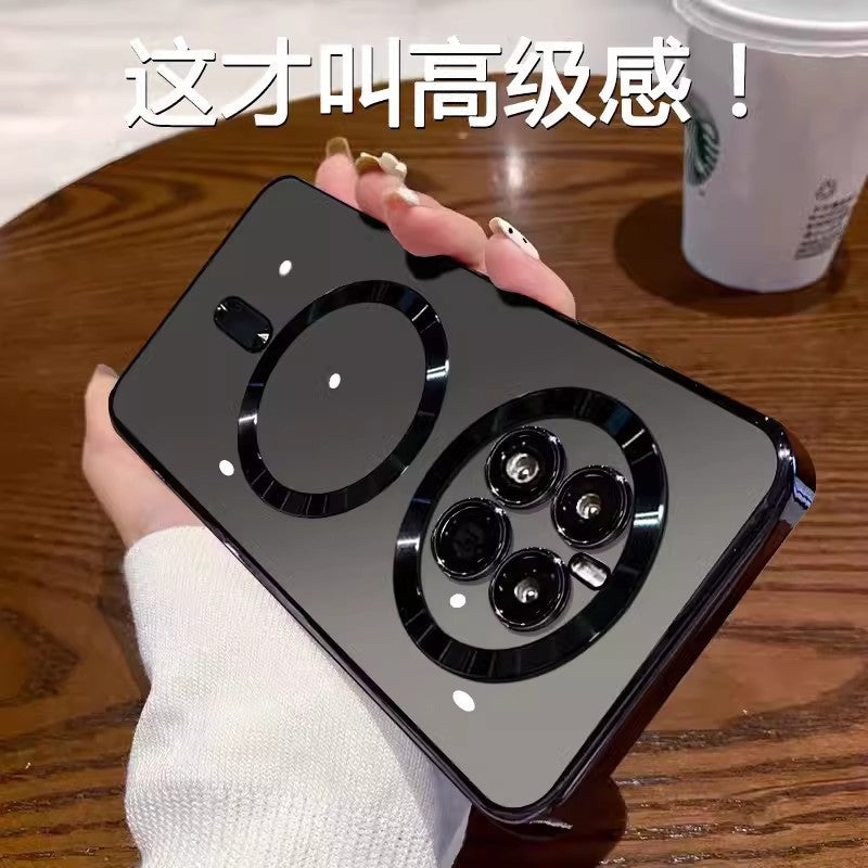 Suitable for huawei pura80pro electroplated cd pattern magnetic phone case mate70pro all-inclusive soft protective case p80