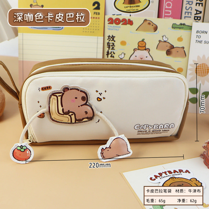 Cartoon Dolphin Door Stationery Bag Waterproof Cross-border Pencil Bag ins Wind Stationery Box Primary School Students Advanced Sense Pencil Bag Customization