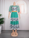 African  women's printed patchwork dress, european and american cross-border foreign trade fashion casual polka dot skirt, plus size