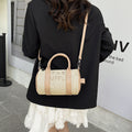 crossbody bag for women, large capacity, 2025 summer letter print, straw woven backpack, trendy shoulder tote bag