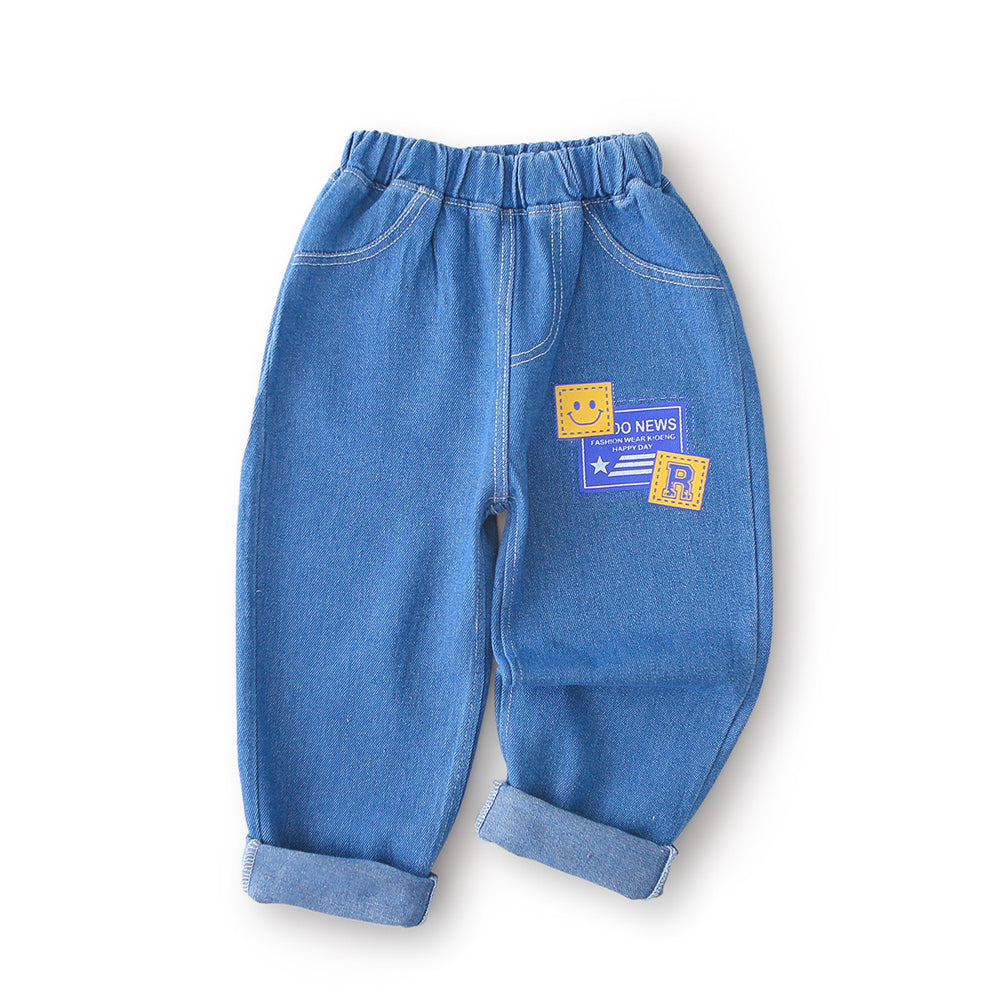 Jeans spring & fall styles for toddlers and young children,  new collection, boys' and girls' printed loose-fit casual straight-leg pants