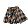 K-style plaid skirt for women  spring and summer high waist a-line skirt with straps asymmetricaleasiest for match layered short skirt