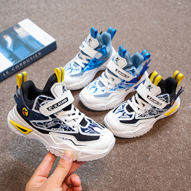 儿童运动鞋春秋休闲网面帅气小男孩软底跑步鞋百搭女童新款魔术贴