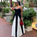 European and american cross-border women's fashion:  autumn/winter new sleeveless camisole dress - color block, loose fit, long length, elegant style