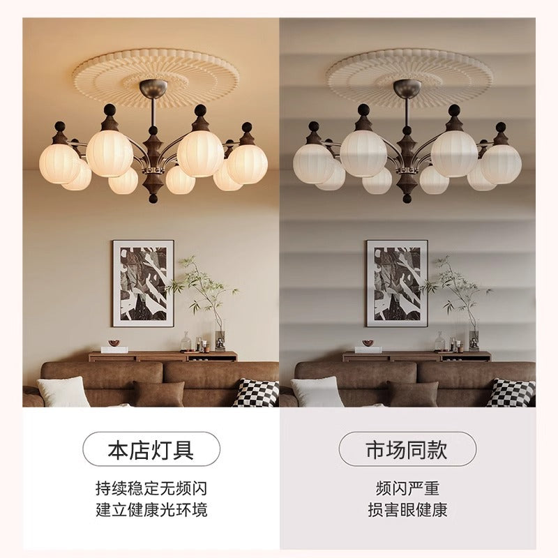 French antique living room chandelier retro high-end solid wood designer bedroom dining room art Zhongshan lighting