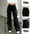 High-waisted, multi-pocket, wide-leg cargo jeans for women. slimming, with a flattering drape. these versatile, floor-sweeping straight-leg pants are the new must-have for summer