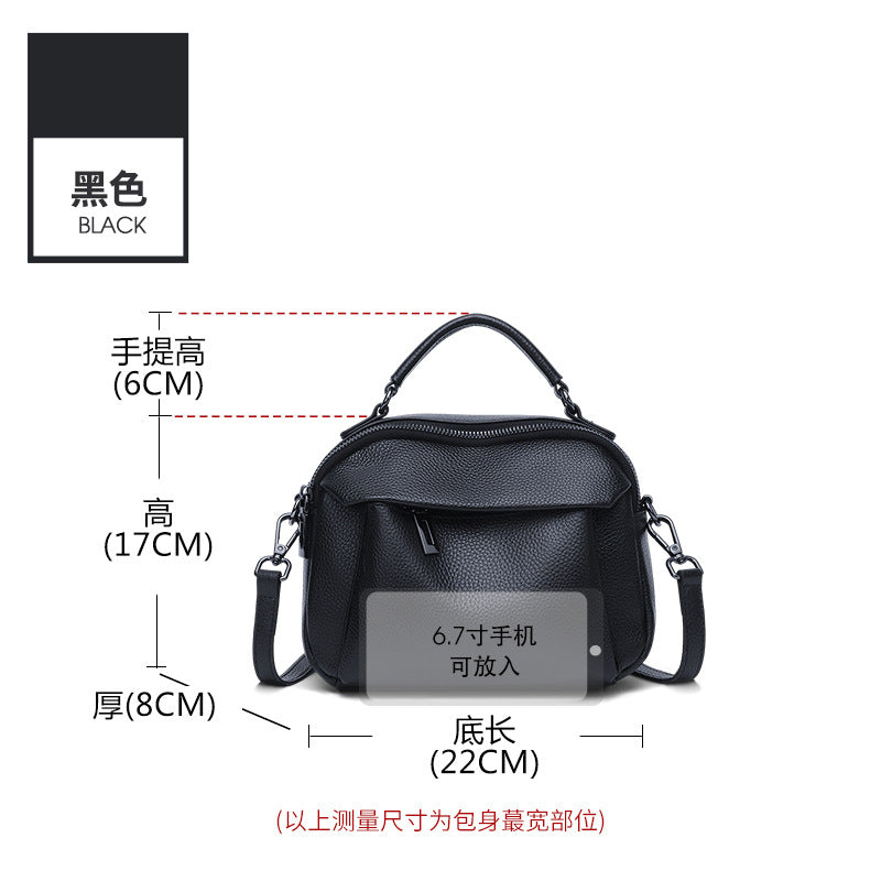 Genuine leather portable shoulder bag 2025 new fashionable small and large-capacity messenger bag high-end casual cowhide women's bag