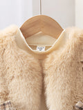new summer cross-border fashion girls' fuzzy vest + knitted top + plaid skirt three-piece set