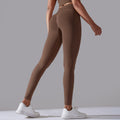 fashion seamless knittingpure colorhigh waist tight peach butt yoga pants sports running fitness nine-point pants