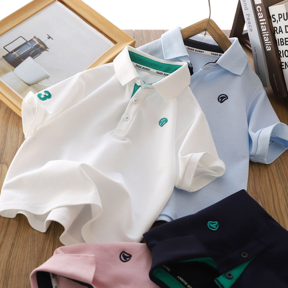 Boys' summer new arrival: preppy collar embroidered t-shirt short sleeve polo shirt - kids' casual chic style [yh]