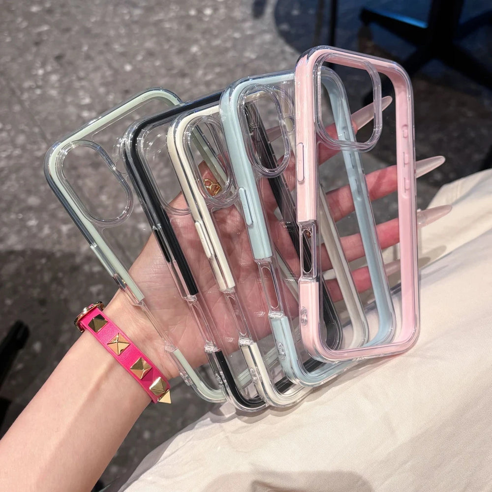 Suitable for iphone17promax acrylic transparent mobile phone case apple 16 colorful two-in-one mobile phone protective case