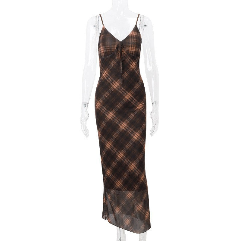 fashionspringnew arrivalfashionretrogrids pattern pure desire socialiteelegant silm suspender dress for women