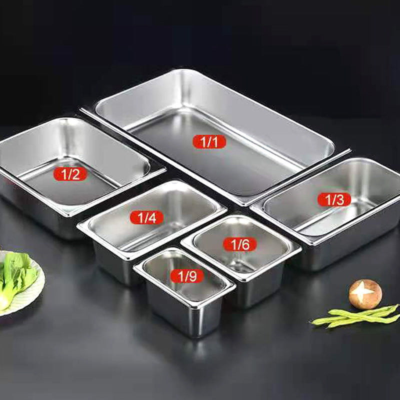 Stainless steel portion basin milk tea shop canteen kitchen rectangular square basin large pot buffet box