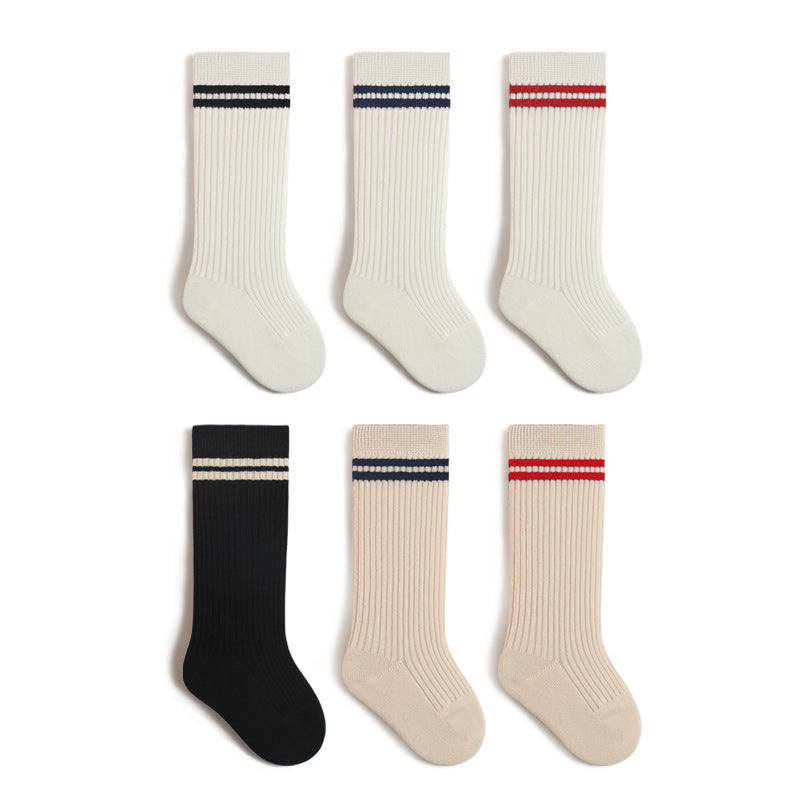 Babylon baby long tube socks combed cotton breathable preppy stylekids socks boneless plaid antibacterial knee high socks category a