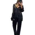 fashioncasual women's sequin outwearpantstopssuitelegantelegancesequintwo-piece set