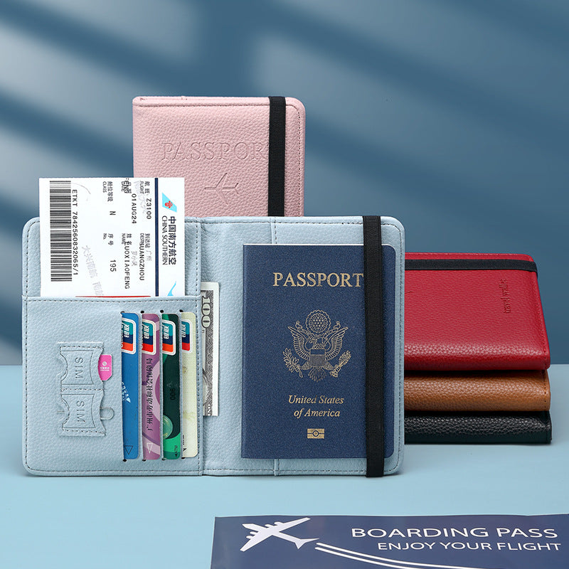 Spot card package  wholesale  RFID anti-magnetic travel PU passport clip luggage tag set passport storage