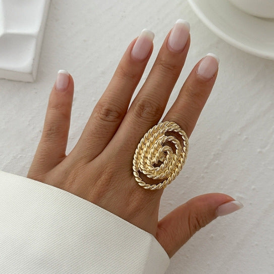 Gold-plated open ring wholesale european and american cross-border jewelry jewelry seaside conch starfish sense of design exaggerated ring for women