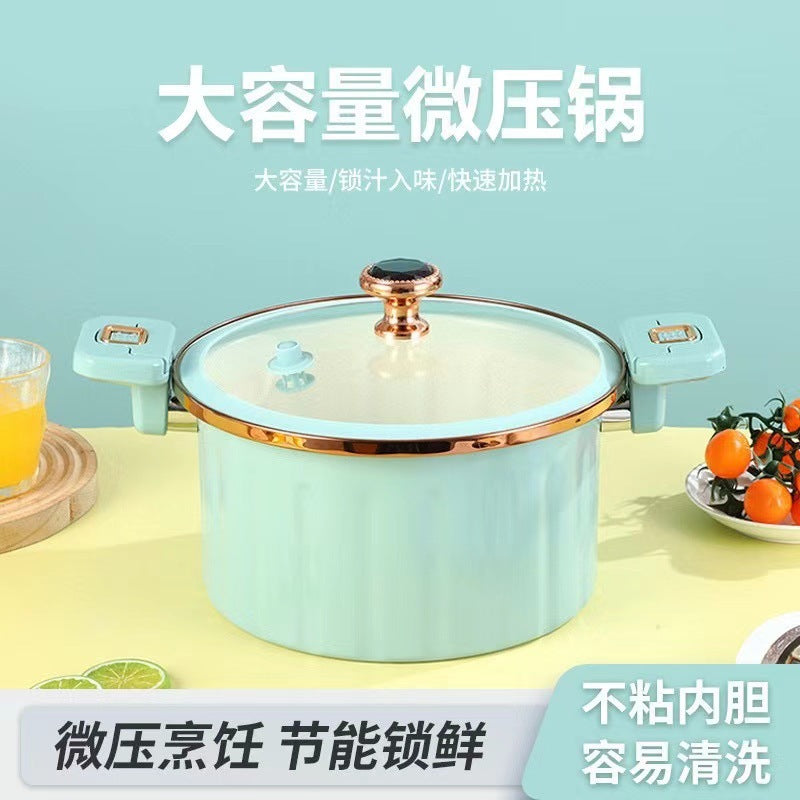 Enamel roman pot 10 liters large capacity double ear micro-pressure cooking pot for home multifunctional stew pot gift wholesale