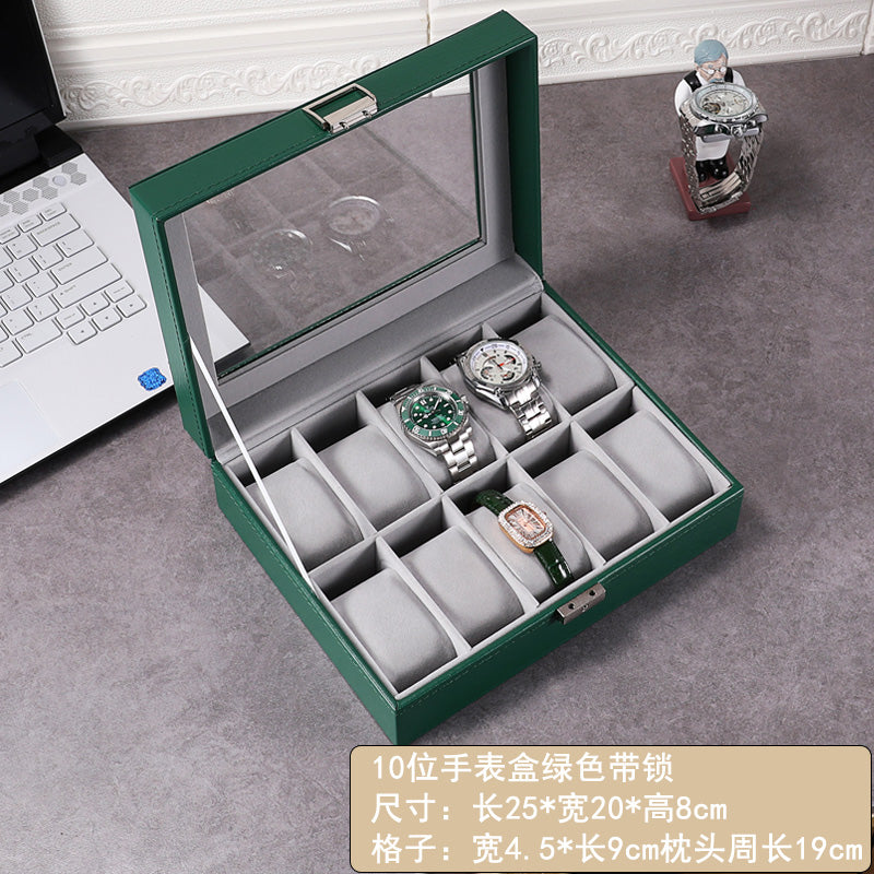 New double-layer 20-digit watch box with sunroof watch jewelry storage box bracelet box large-capacity watch collection box