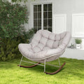 Outdoor rocking chair with cushion for patio, porch, garden, and backyard - gray