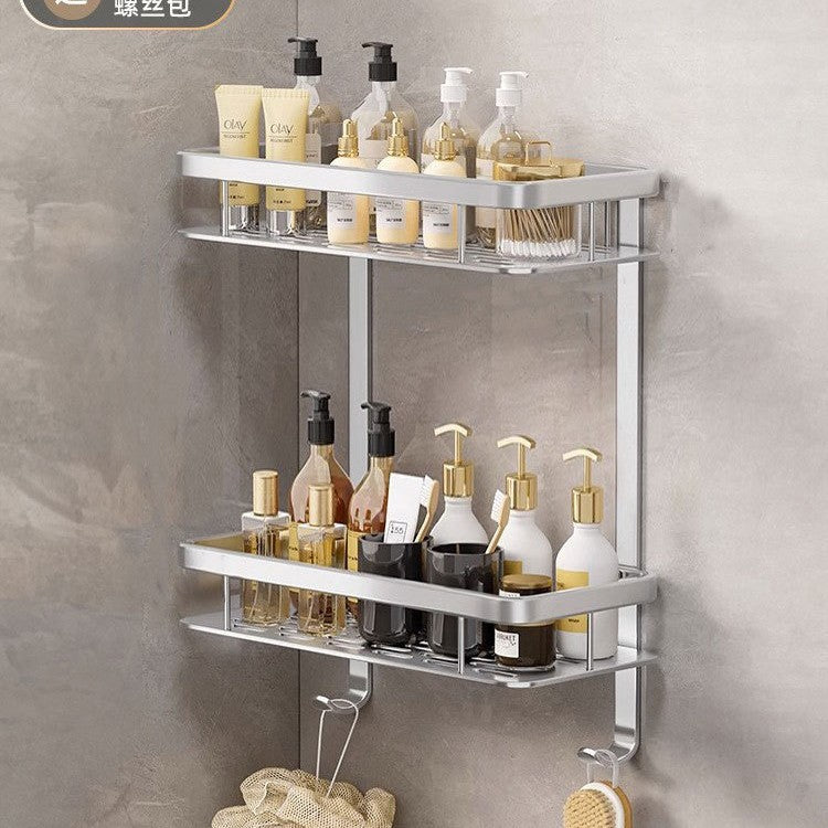 Space aluminum toilet rack bathroom triangular basket non-punching wall rack toilet toilet corner storage rack