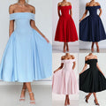 cross-border e-commerce women's fashion: european and american summer new arrivals - elegant and chic strapless one-shoulder evening gown dress