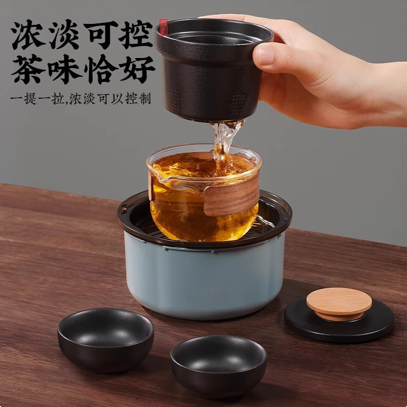 Portable travel tea set - outdoor camping quick cup - business souvenir - tea infuser - gongfu tea set gift