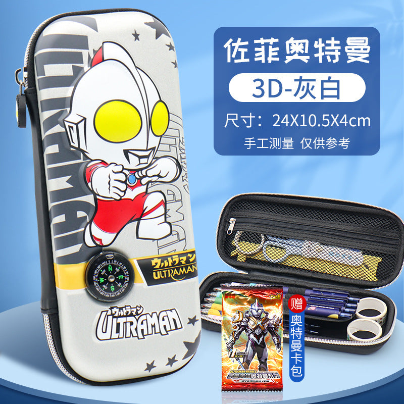 Pencil bag Large capacity Primary school students Cartoon boy Kindergarten stationery box High value ins Niche pencil bag Cross-border
