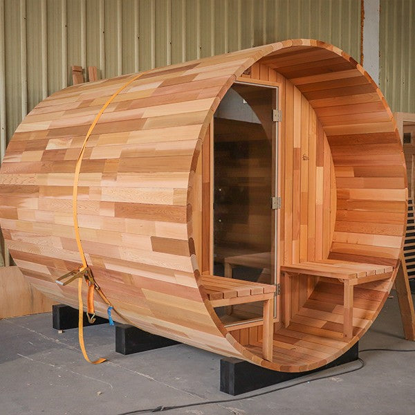 Caisheng Outdoor Red Cedar Round Sauna Room Cylinder Dry Steam Room Traditional Steam Room Cylinder Wholesale Health Box