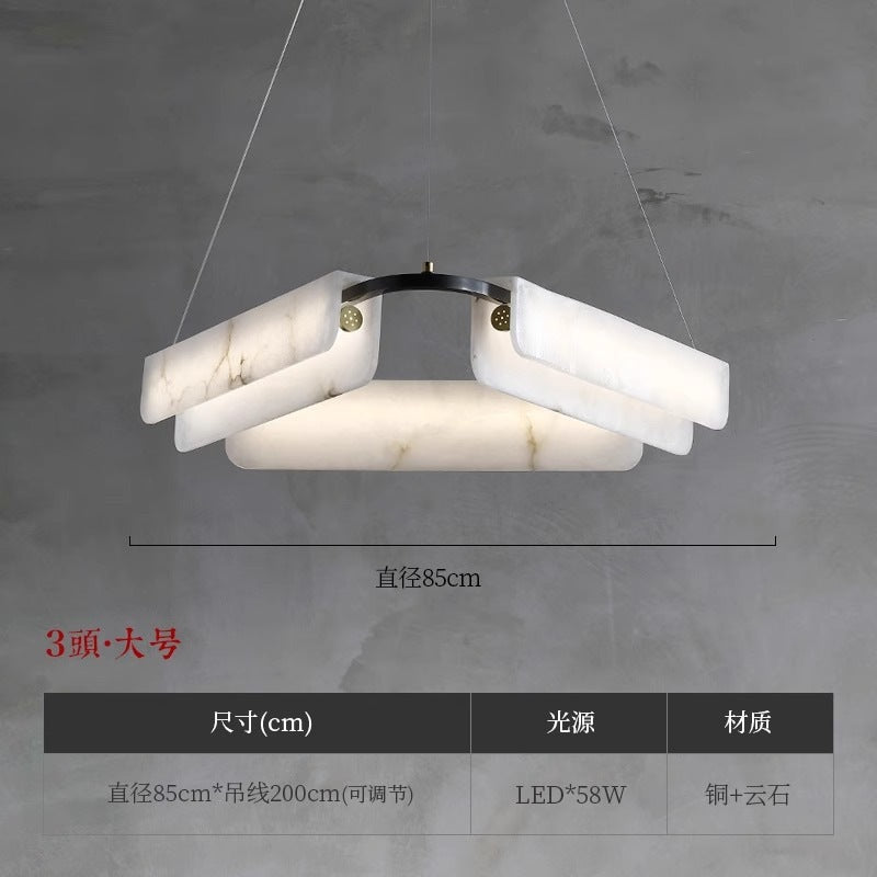 Marble all-copper chandelier designer creative restaurant rectangular modern new chinoiserieaccessible luxury living room bedroom study lamp