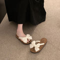 2025 new ins style super cute bowknot flat flip-flops women's summer outdoor wear with skirt hot-selling non-slip sandals