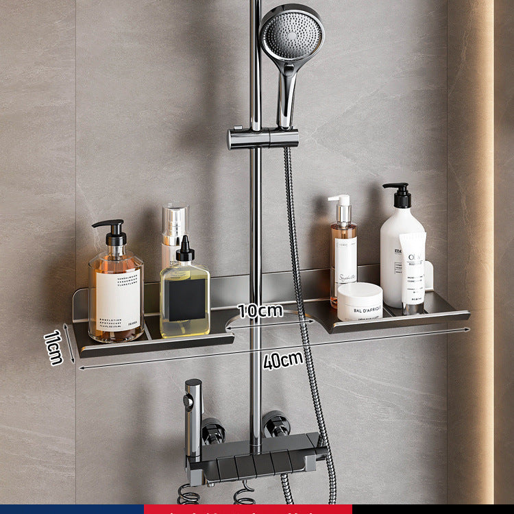 Shower Room Shower Bracket Shelf No Punching Space Aluminum Bathroom Cosmetics Shampoo Body Wash Storage