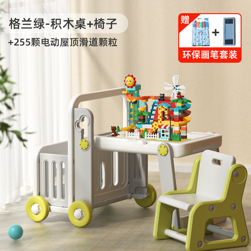 Manlong building block tables and chairs children's patchwork multi-functional storage game learning table baby large particle toy table